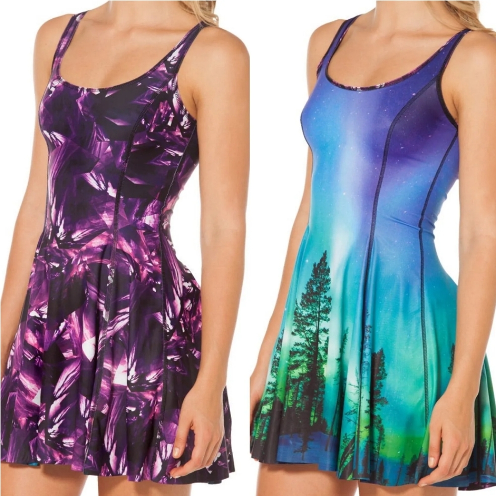 🔴MOVING SALE!🌤️Blackmilk S, Amethyst Aurora Skye Reversible Dress